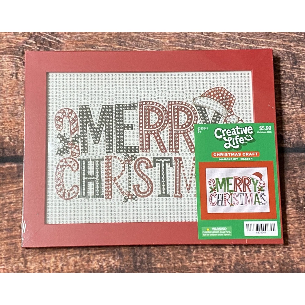 Merry Christmas Rectangle Diamond Painting Kit in Frame Hobby Lobby